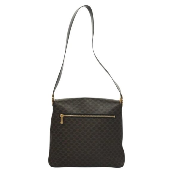CELINE Macadam Canvas Shoulder Bag PVC Leather Black Gold Auth 116559 - Picture 2 of 16